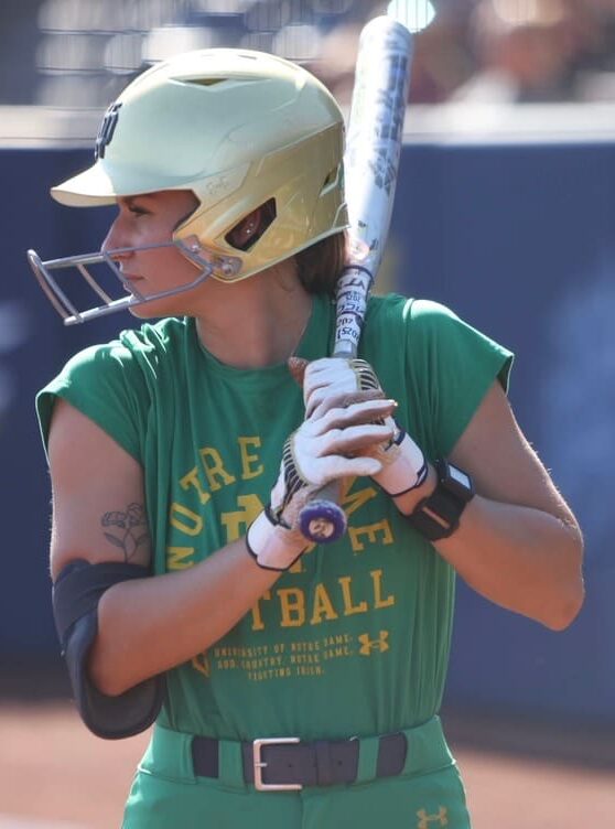 Mickey Winchell waits for the pitch in a recent matchup, displaying her trademark focus and patience in the batter’s box.